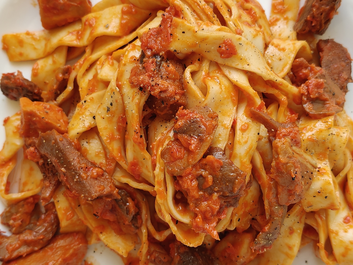 Paprikakrémes fettuccine gombával