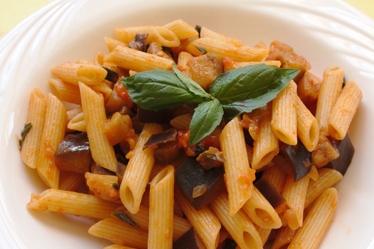 Penne tészta padlizsánnal