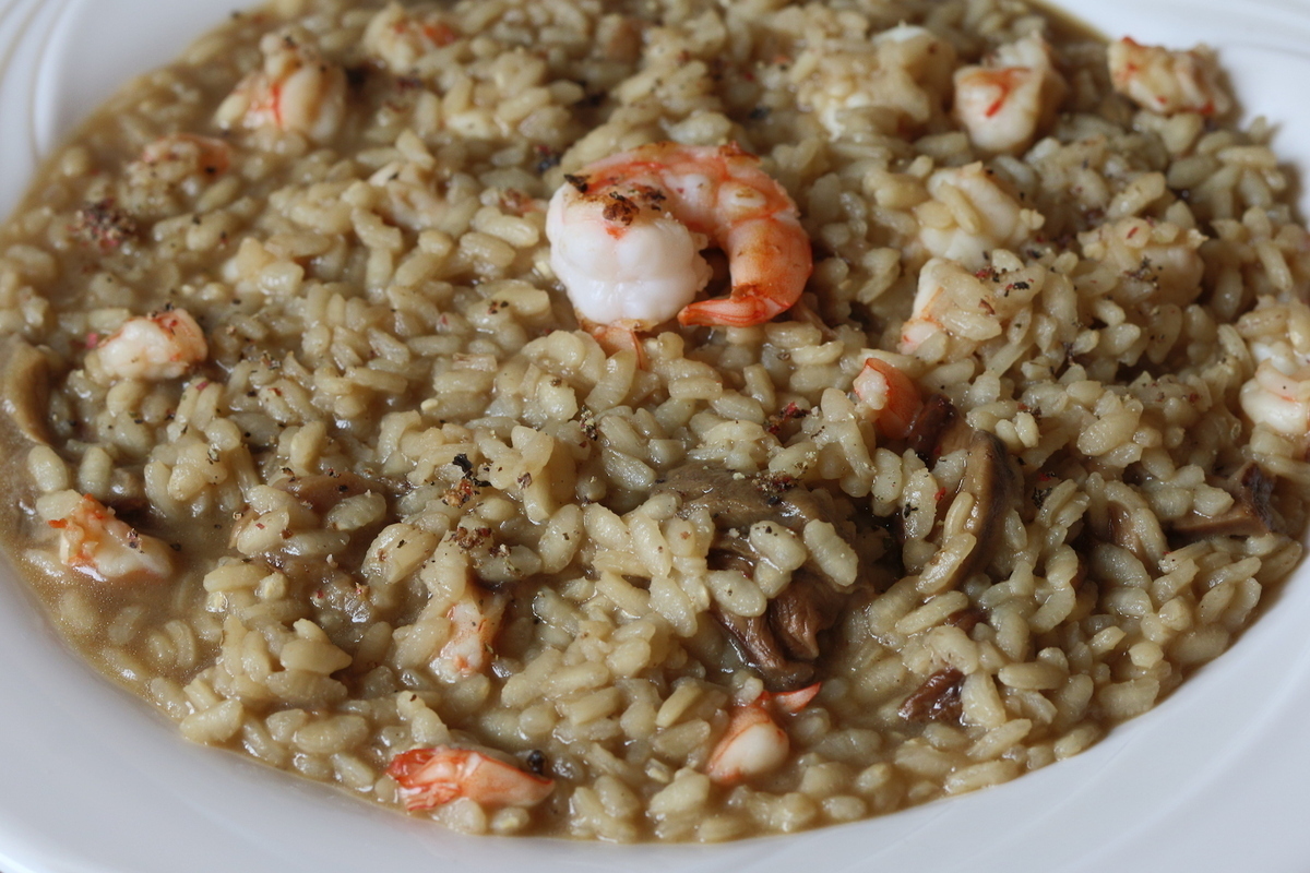 Risotto con gamberi e porcini