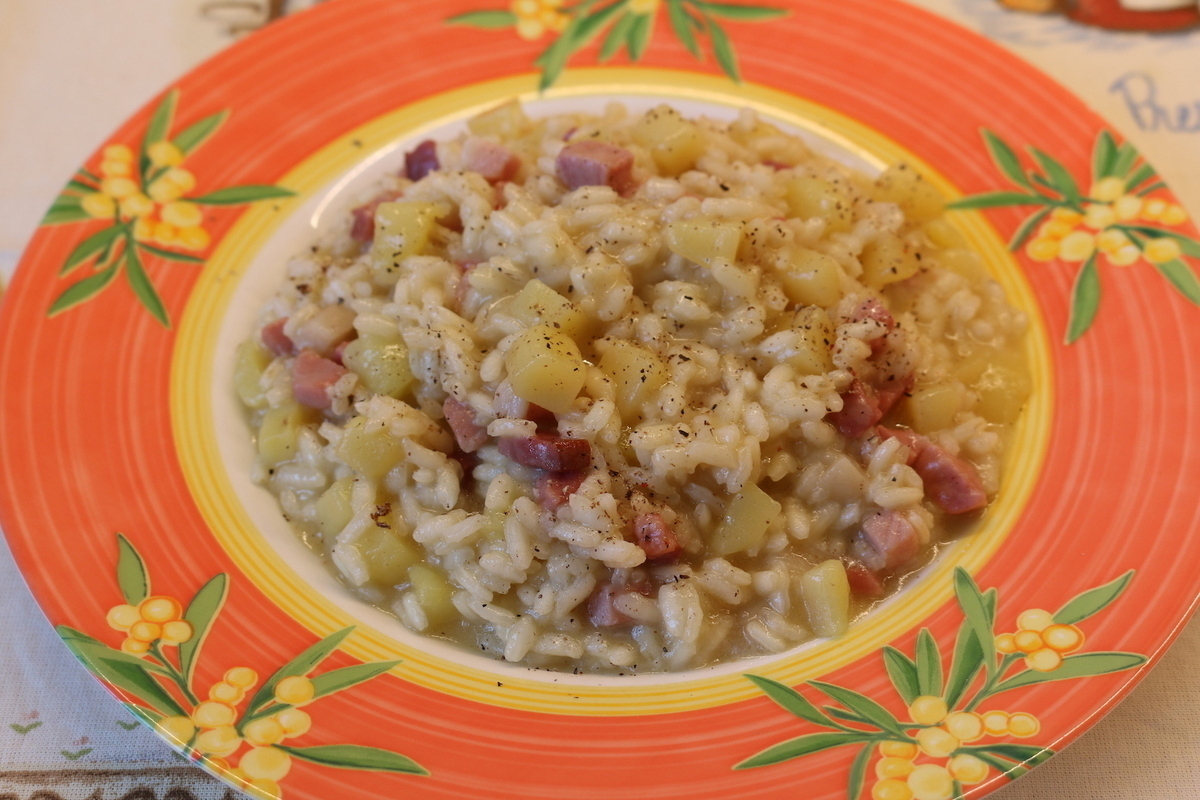 Risotto con patate e speck