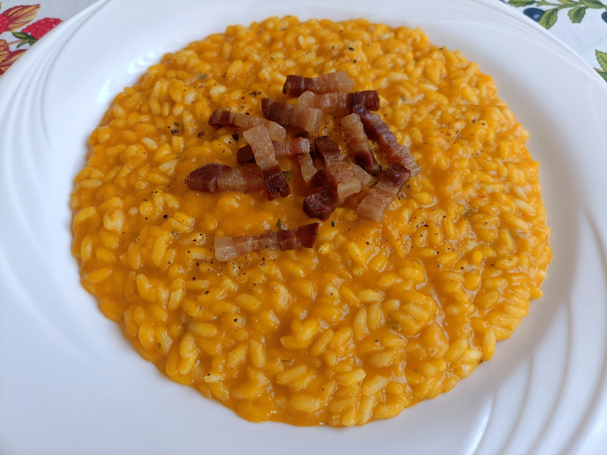 Risotto con zucca e pancetta